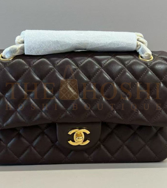 Ch**el CF 25cm Upgraded Lambskin Classic Flap Bag Dark Brown Master Quality