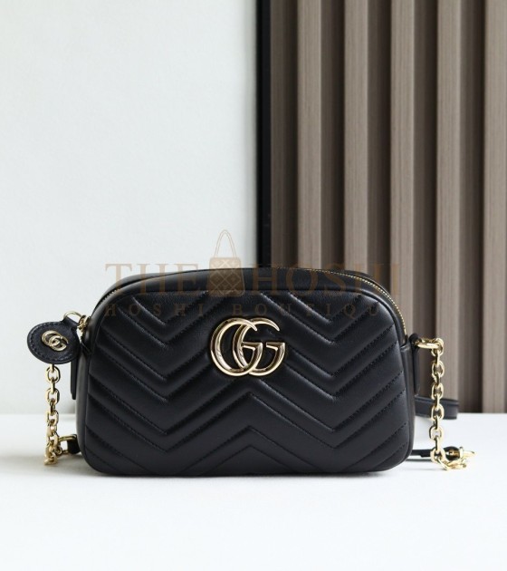 Gvc*1 GG Marmont Camera Bag  White Quilted Napa Leather Light Gold Hardware 24×15×8cm