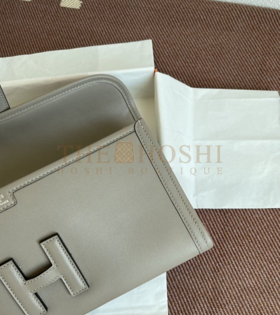 H**me5 Jige 29 Clutch Swift Calfskin with Waxed Thread Asphalt Grey Size 29*2.5*15CM