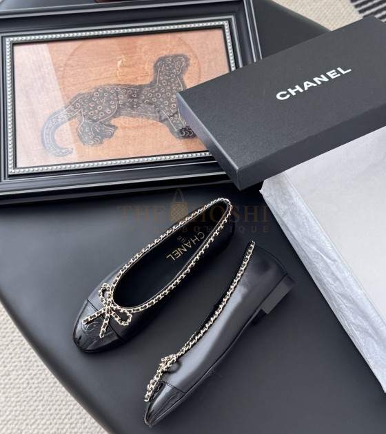 Ch**el Slingback Heels Flat Black 6.5cm Size 35-42