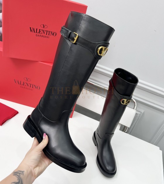 Va1e*ntin0 Rockstud Ankle Boots Black Leather Studded Heel 35-40