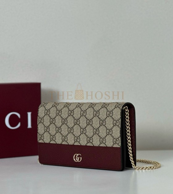 Ch**el Classic Wallet on Chain Black/Burgundy Caviar Leather 20x12.5x4cm Master Quality