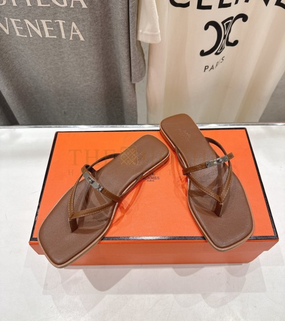 H**me5 Oran Sandals Calfskin Leather Brown Women