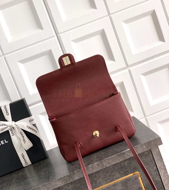 Ch**el Large Button Bag Red Lambskin 15*22*7cm  Master Quality