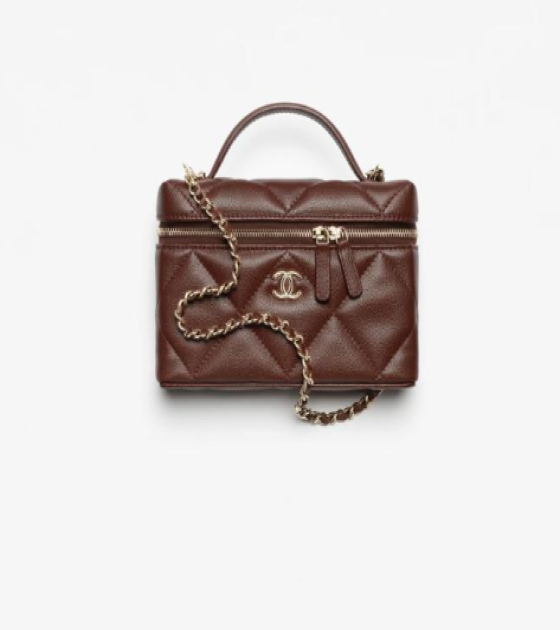 Ch**el 25C Caviar Leather Vanity Case Bag with Chain 17x19.5x5cm Master Quality