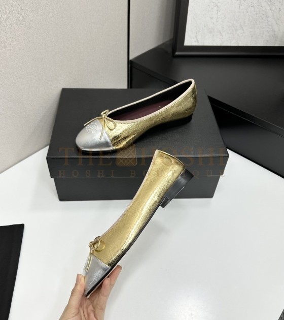 Ch**el Slingback Heels Flats Black/Beige Lambskin 35-42 Master Quality