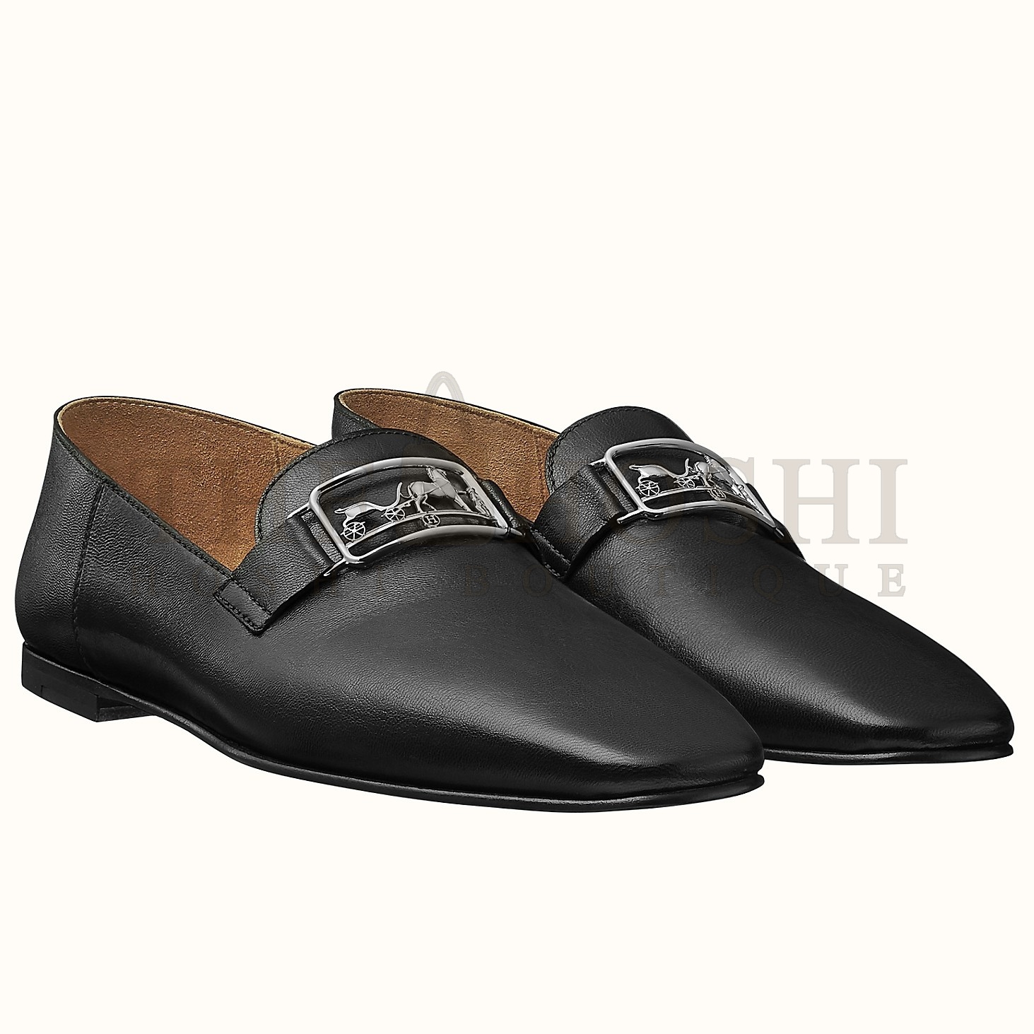 H**me5 Women's Time Loafers In Black Goatskin Master Quality