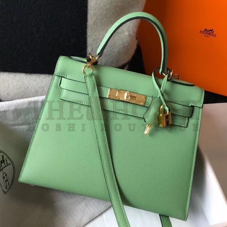 H**me5 Vert Criquet Epsom Kelly 25cm Sellier Bag GHW Master Quality