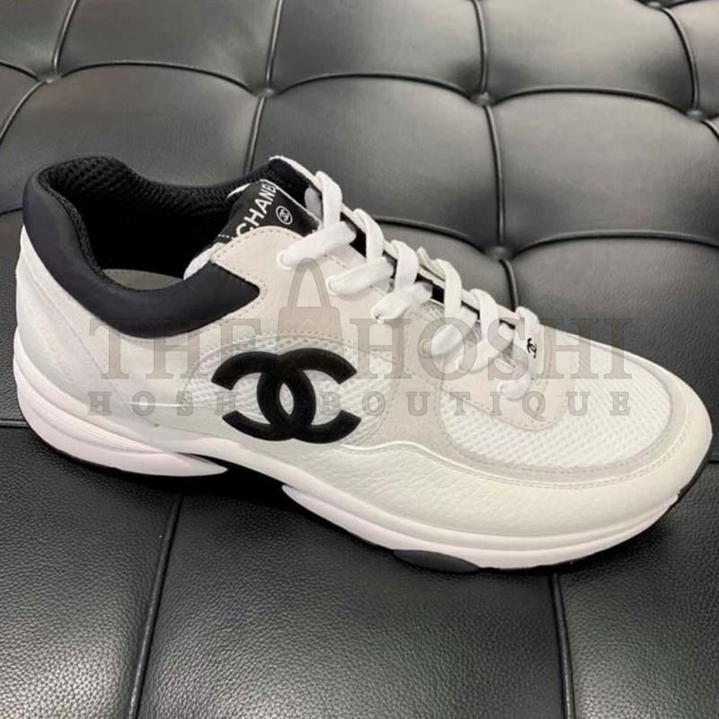 Ch**el  sneaker real leather  trainer CC Women Calfskin &amp; Mixed Fibers Sneakers White shoes Master Quality