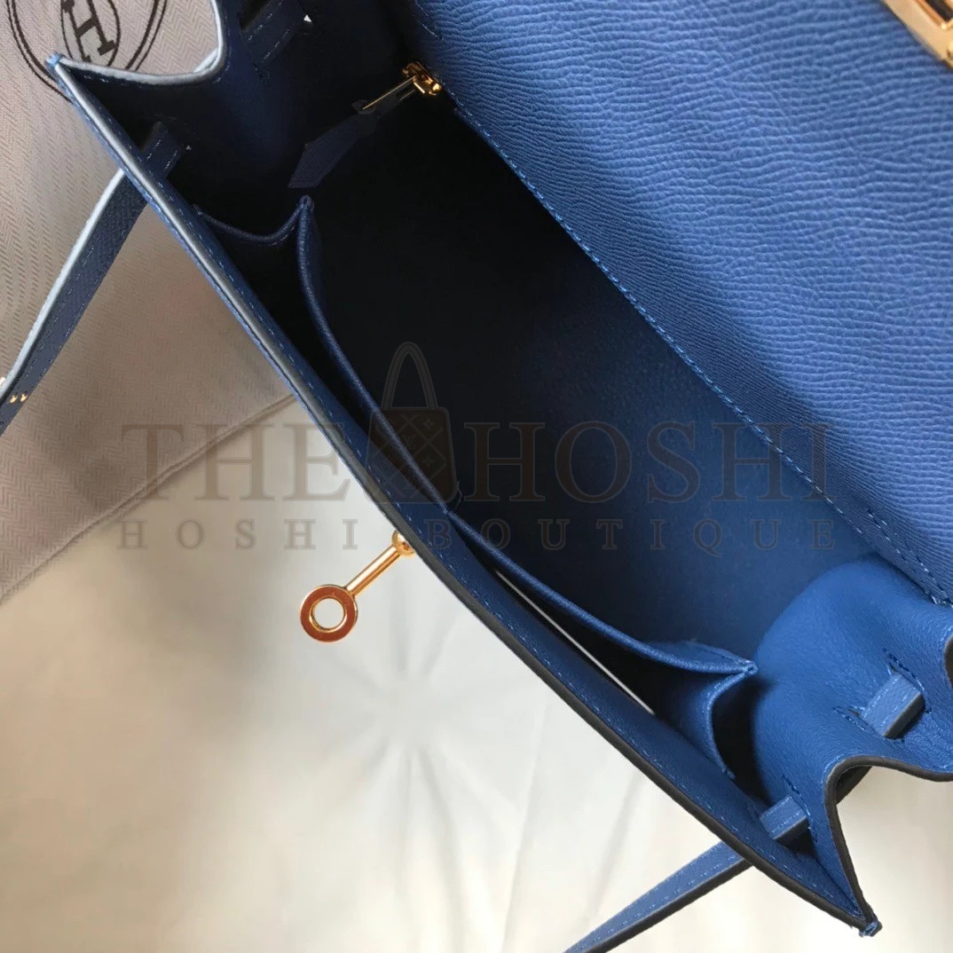 H**me5 Kelly 25cm Sellier Bag in Blue Agate Epsom Calfskin GHW Master Quality