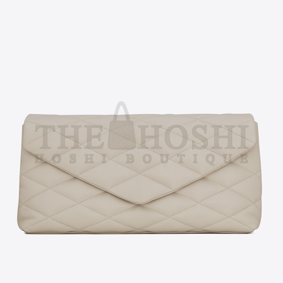 Sa1nt Lau*nt Sade Puffer Envelope Clutch In White Lambskin Master Quality