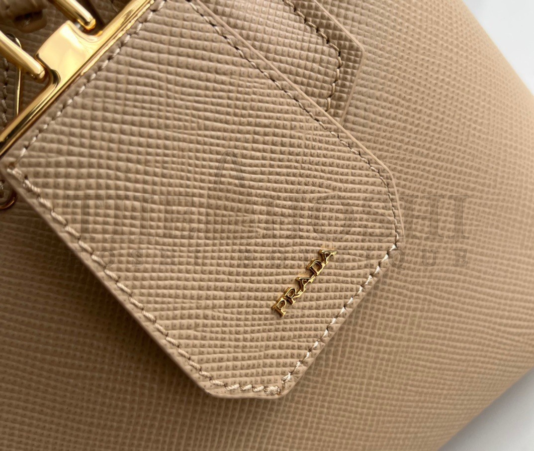 Pra*a Double Mini Bag In Beige Saffiano Leather Master Quality
