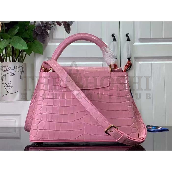 L0vis Vvtt0n LV Women Capucines BB Handbag Pink Crocodilien Brillant Savoir Faire Master Quality
