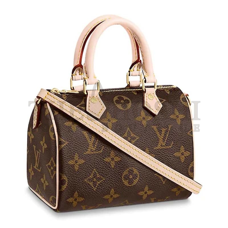 L0vis Vvtt0n LV Women Nano Speedy Bag in Monogram Coated Canvas-Brown top 1:1 qualtiy Master Quality