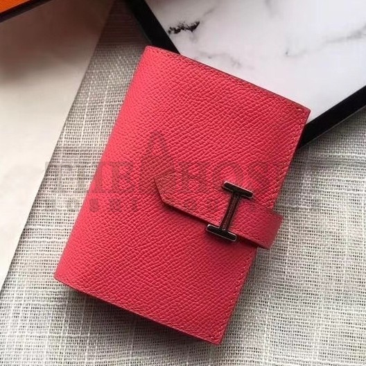 H**me5 Bearn Mini Wallet In Rose Lipstick Epsom Leather Master Quality