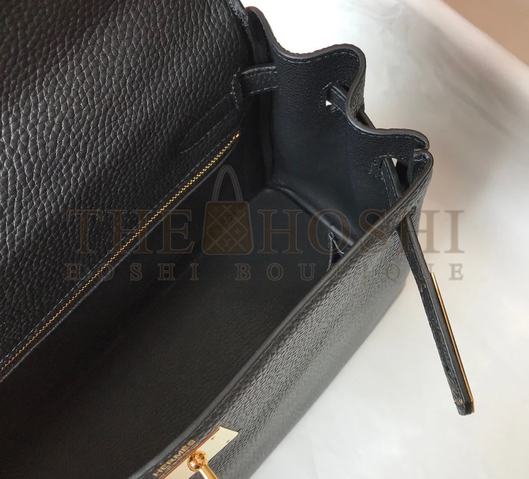 H**me5 Kelly 28cm Retourne Bag in Black Clemence Leather GHW Master Quality