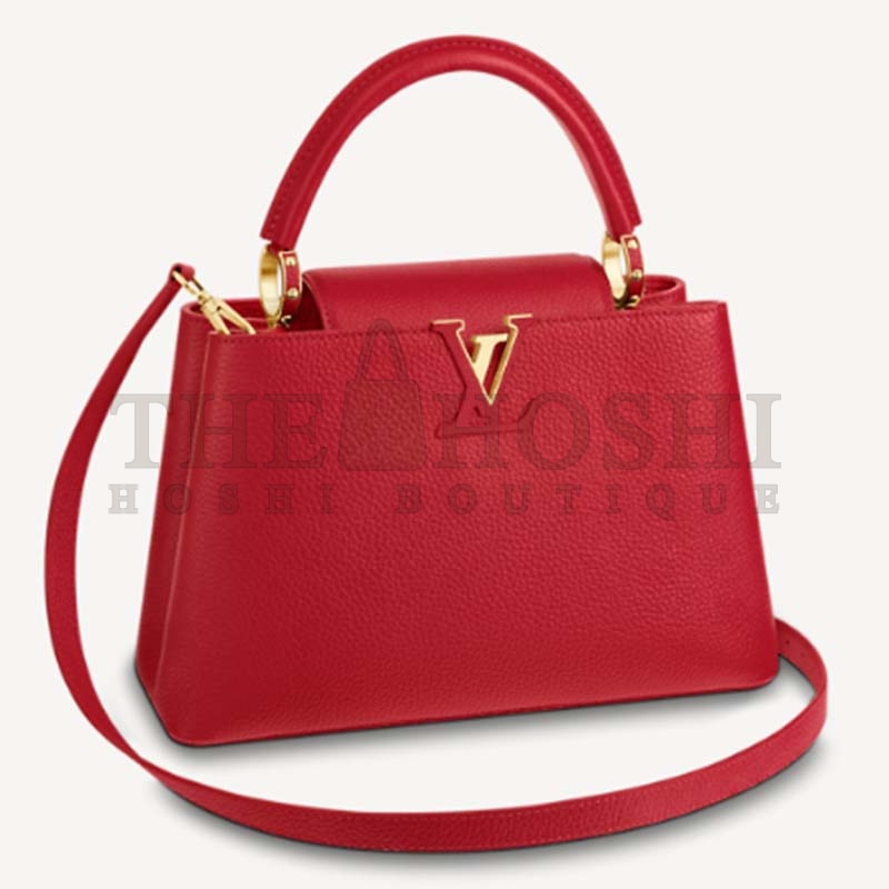 L0vis Vvtt0n LV Women Capucines MM Handbag Scarlet Red Taurillon Leather Master Quality