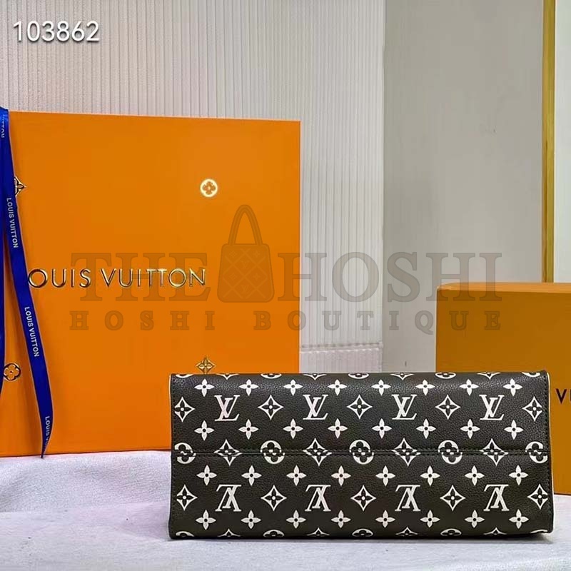 L0vis Vvtt0n LV Women OnTheGo MM Tote Bag Green Printed Embossed Grained Cowhide Master Quality