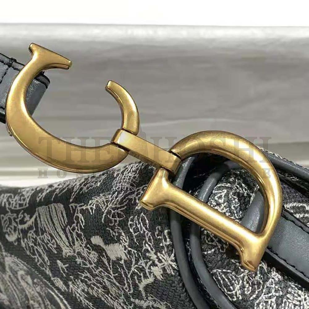 D10r Women Saddle Bag Toile DE Jouy Reverse Jacquard-Silver Master Quality