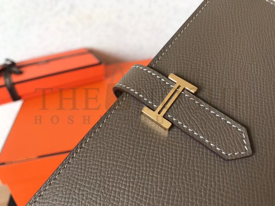 H**me5 Taupe Epsom Bearn Gusset Wallet Master Quality