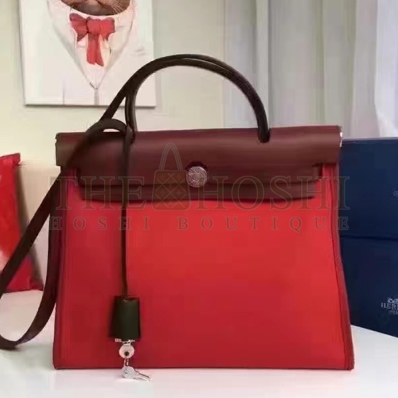 H**me5 Herbag Zip PM 31cm Bag In Red Canvas Master Quality