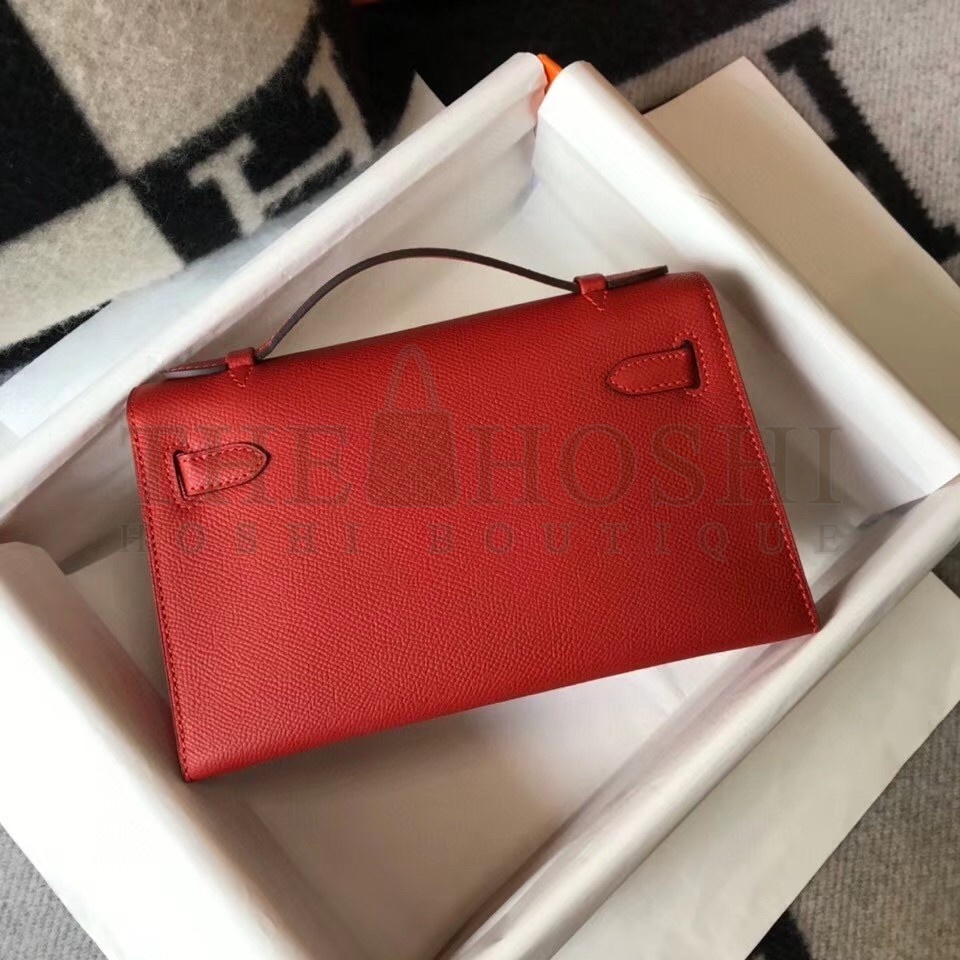 H**me5 Kelly Pochette Bag In Red Epsom Leather Master Quality