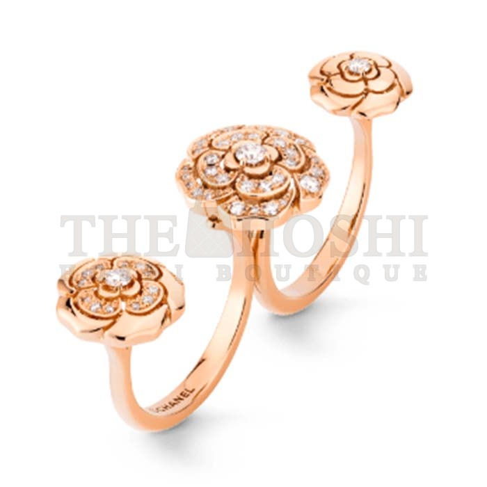 Ch**el Women CC Extrait De Camelia Transformable Ring 18K Rose Gold D1am0nds Master Quality