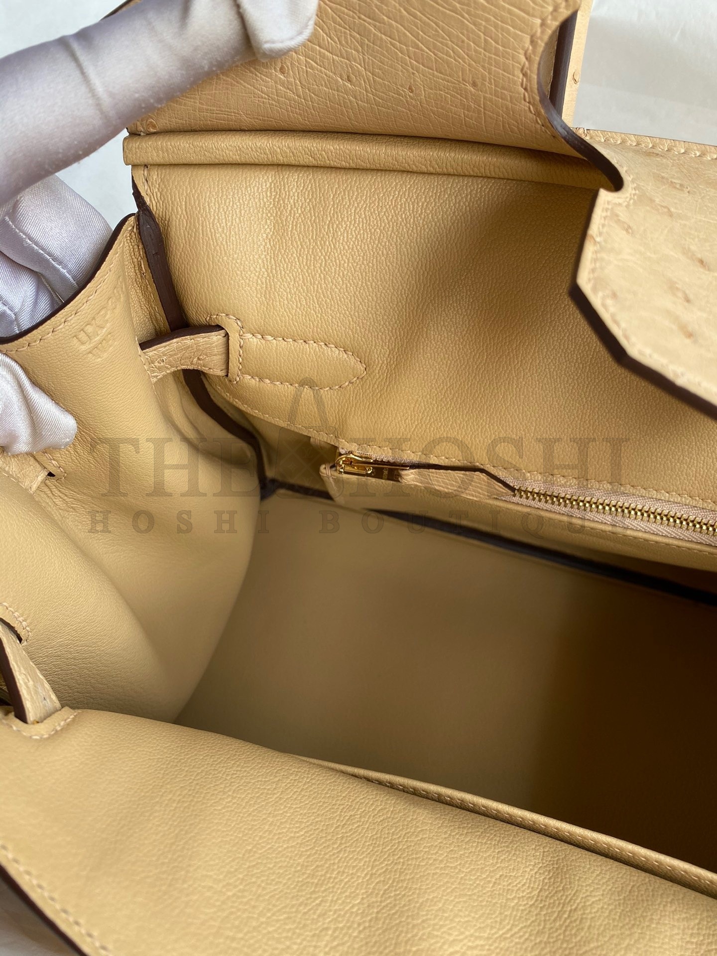 H**me5 Birkin 30 Retourne Handmade Bag In Chai Ostrich Leather Master Quality