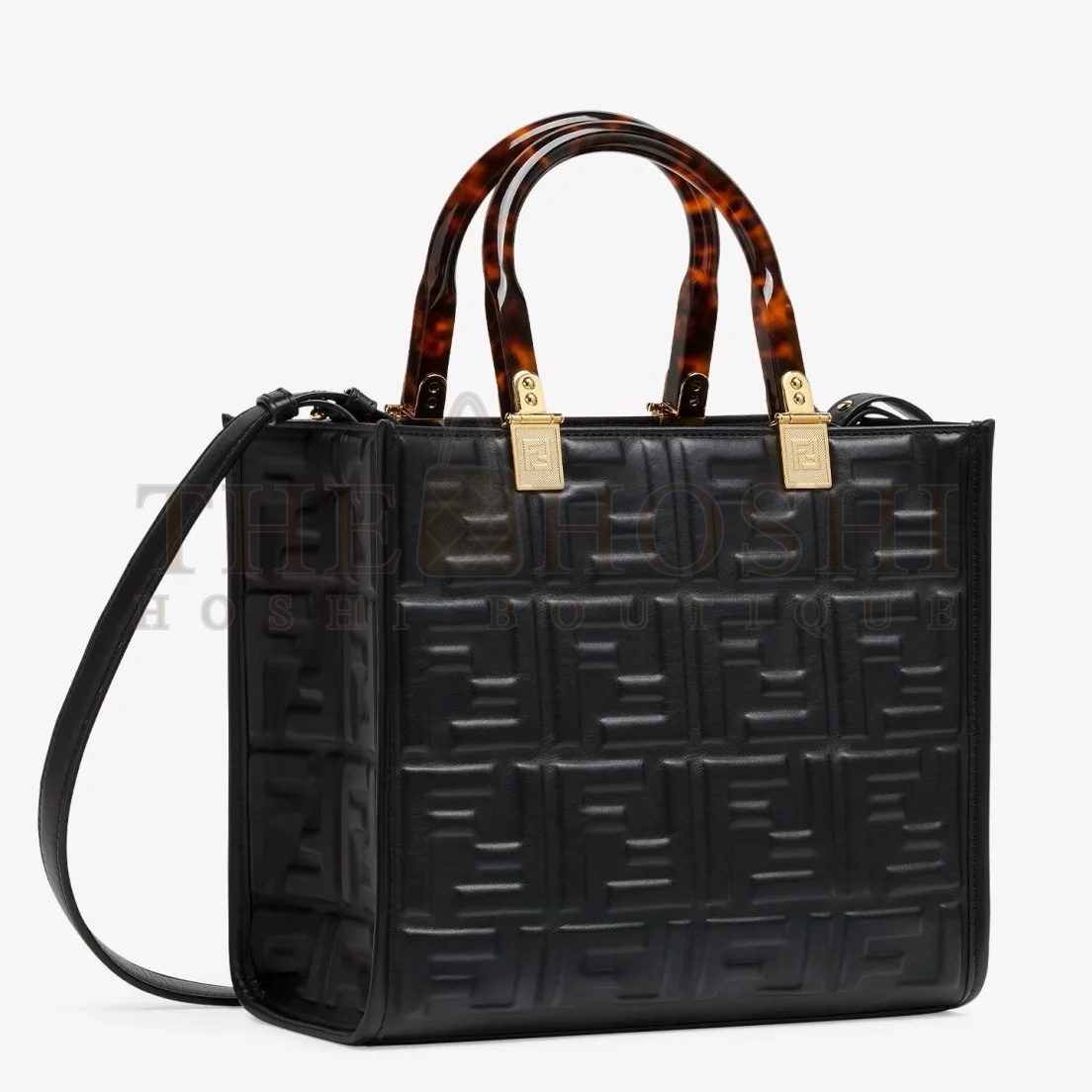 F**di Sunshine Small Tote Bag In Black FF Calfskin Master Quality