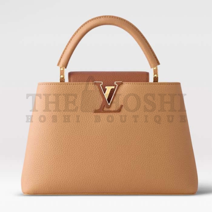 L0vis Vvtt0n LV Women Capucines MM Handbag Arizona Brown Cognac Taurillon Cowhide Leather Master Quality