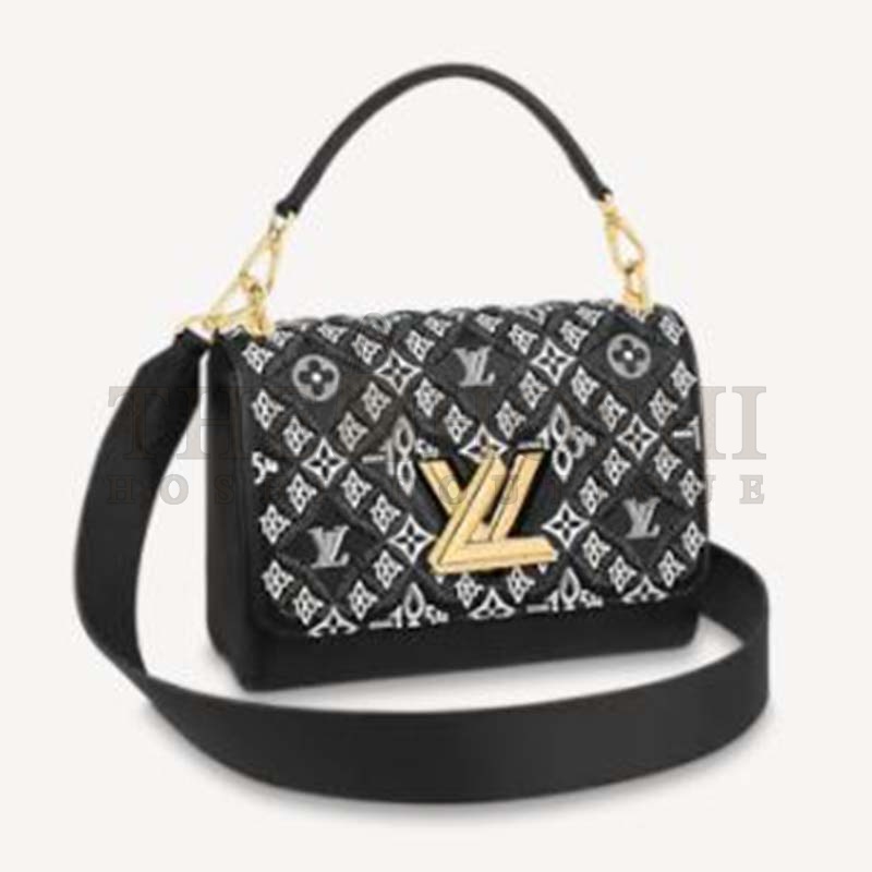 L0vis Vvtt0n LV Women Since 1854 Twist MM Handbag Gray Embroidered Calfskin Master Quality