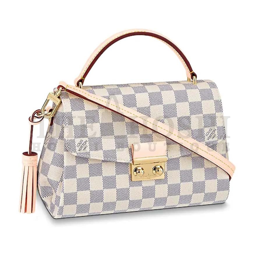 L0vis Vvtt0n LV Women Croisette Handbag in Damier Azur Coasted Canvas-Sandy Master Quality