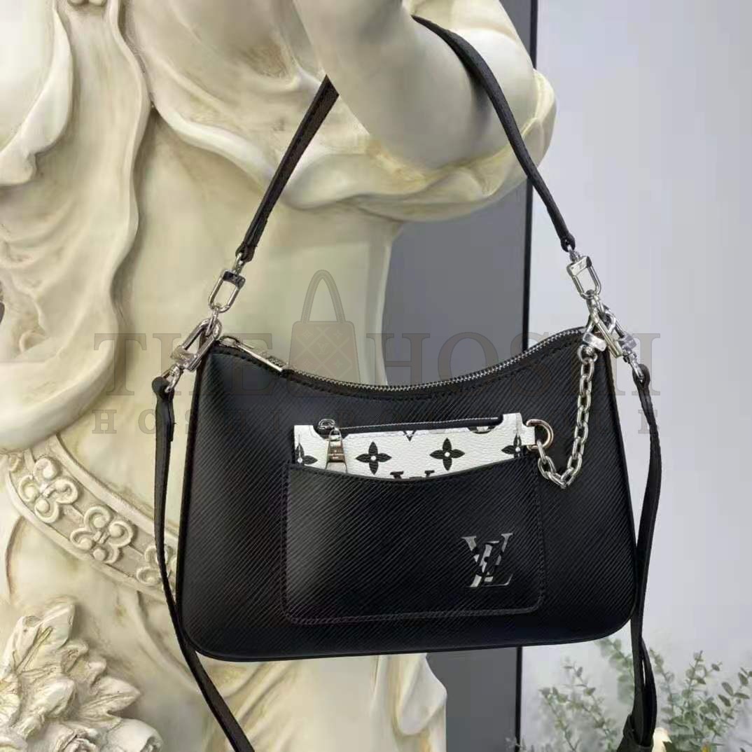 L0vis Vvtt0n LV Women Marelle Handbag Black Epi Grained Cowhide Leather Canvas Master Quality