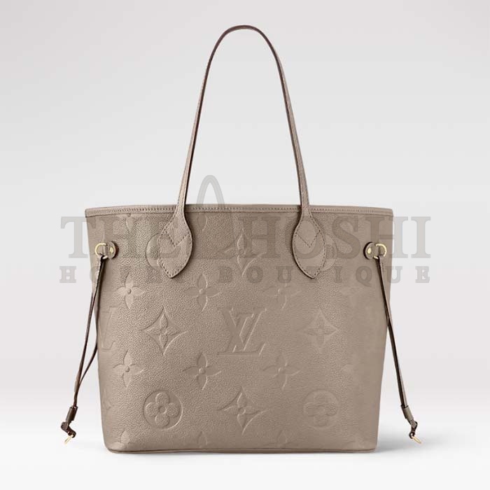 L0vis Vvtt0n Women LV Neverfull MM Carryall Tote Tourterelle Gray Embossed Grained Cowhide M45686 Master Quality