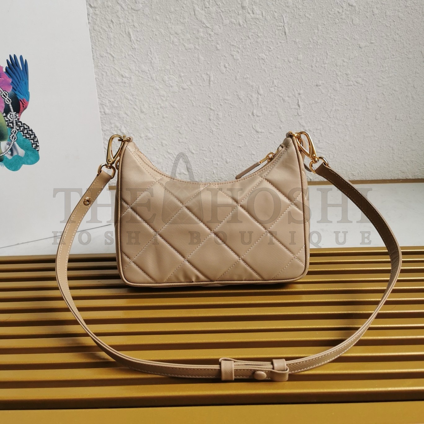 Pra*a Re-Edition 1995 Chaine Mini Bag in Beige Re-Nylon Master Quality