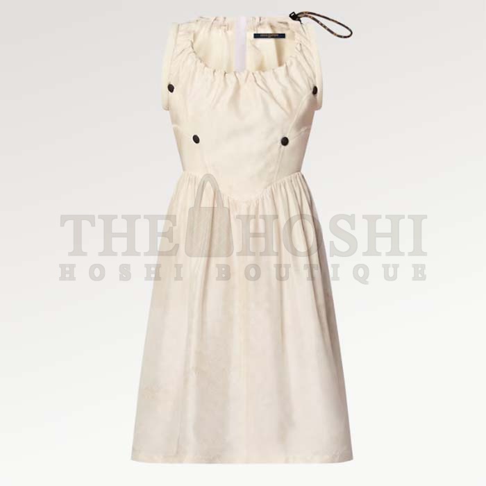 L0vis Vvtt0n LV Women Drawstring Scuba Dress Pinkish Beige Regular Fit 1AFCI8 Master Quality