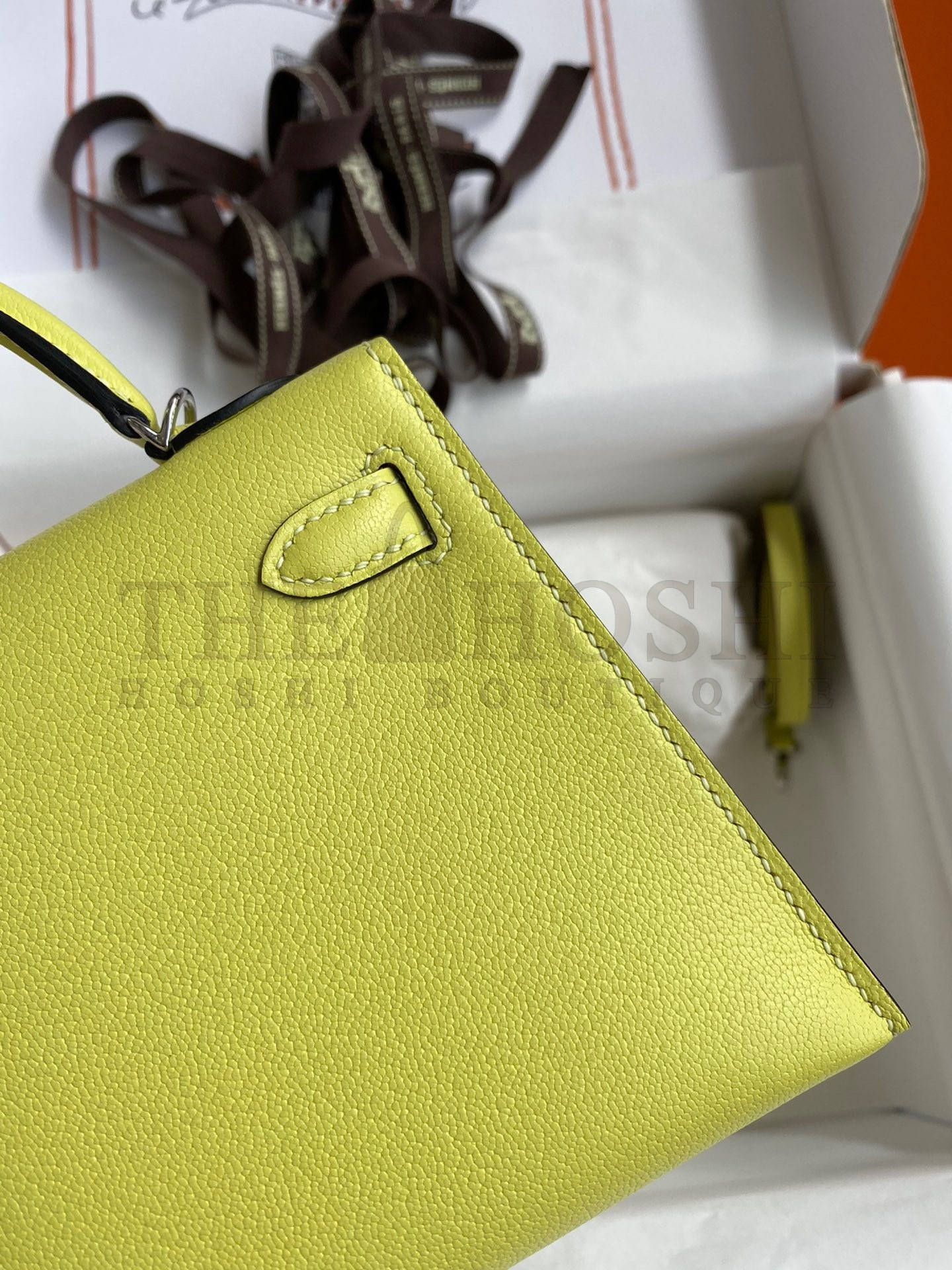 H**me5 Kelly Mini II Sellier Handmade Bag In Jaune Bourgeon Chevre Mysore Leather Master Quality