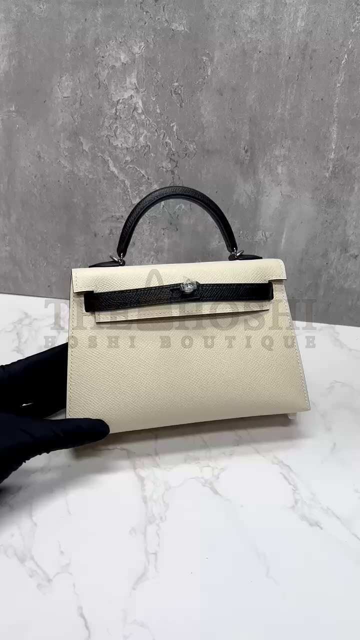 H**me5 HSS Kelly Mini II Sellier Tri-color Bag In Craie/Pink/Gold Epsom Calfskin Master Quality