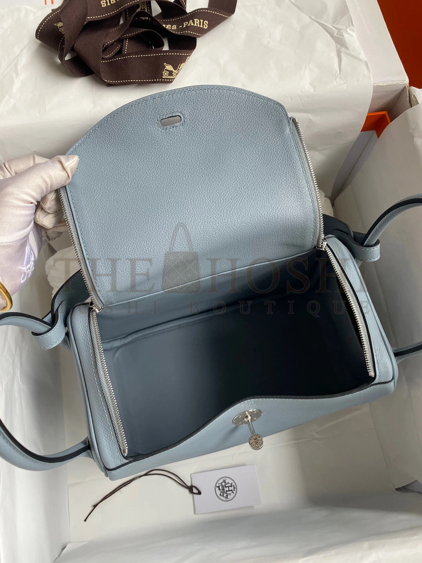 H**me5 Lindy 26 Handmade Bag In Blue Lin Evercolor Leather Master Quality