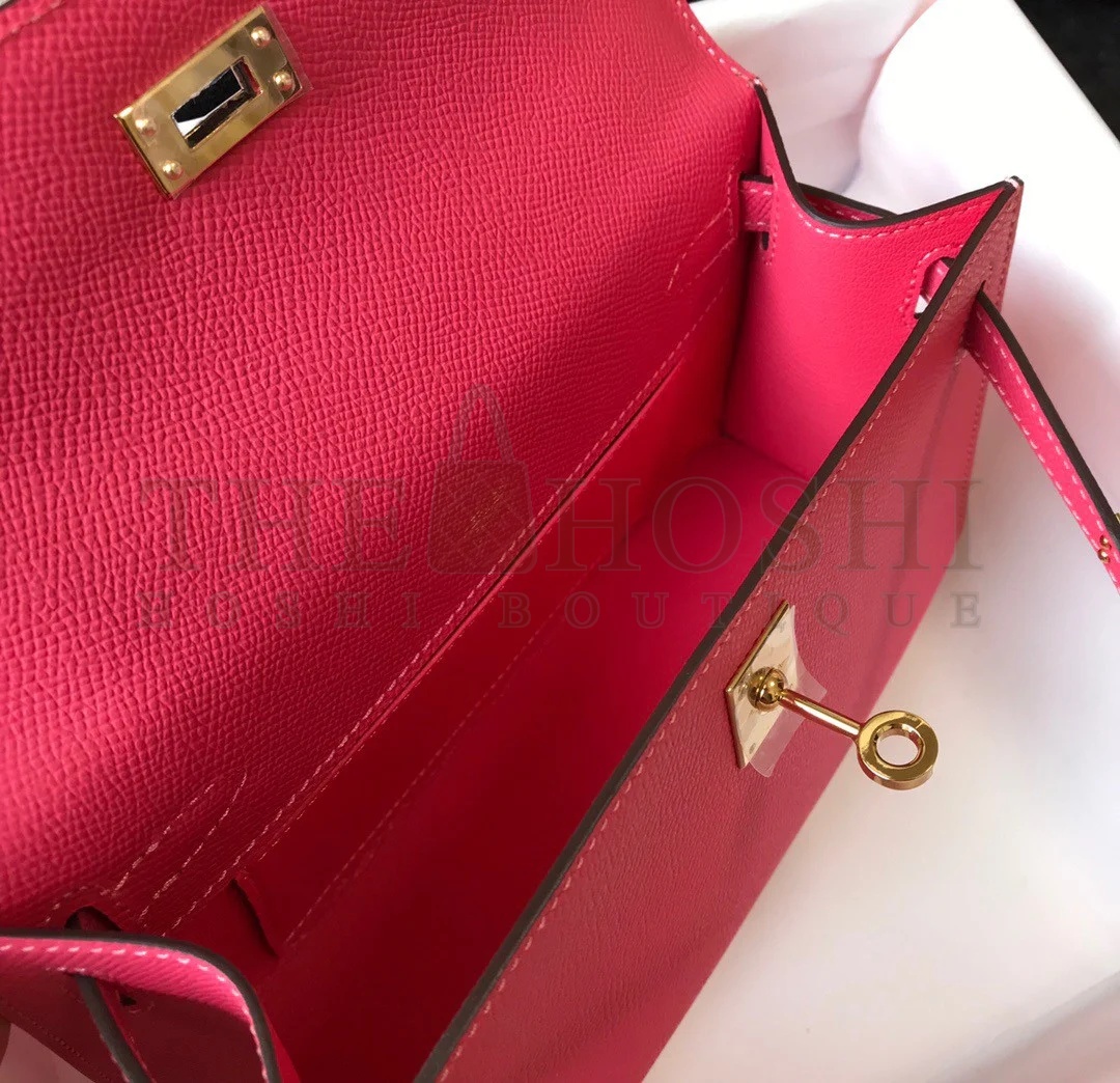 H**me5 Kelly Pochette Clutch Bag In Rose Lipstick Epsom Leather Master Quality