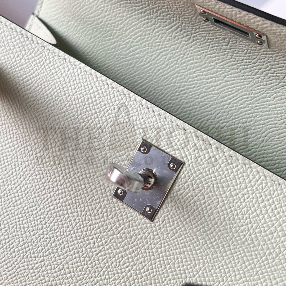 H**me5 Kelly Pochette Handmade Bag In Vert Fizz Epsom Calfskin Master Quality