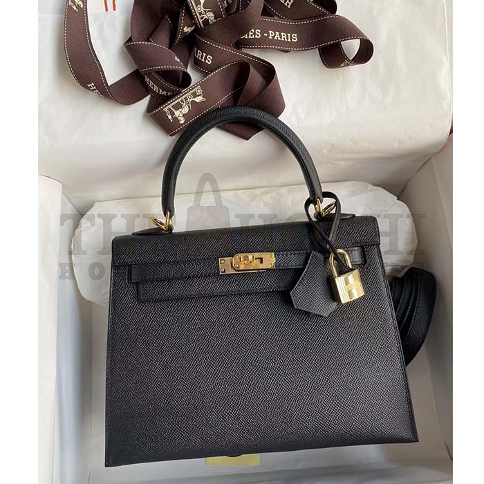 H**me5 Women Kelly Sellier 32 Bag in Togo Leather with Gold Hardware-Black Master Quality