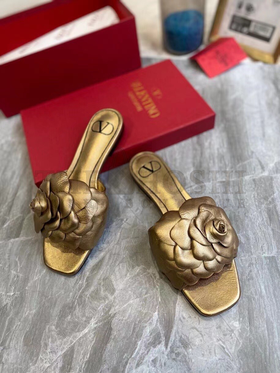 Va1e*ntin0 Atelier Shoes 03 Rose Edition Slides Sandals Gold Master Quality