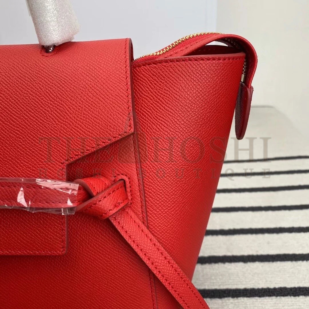 Ce1i*e Belt Mini Bag In Red Grained Calfskin Master Quality
