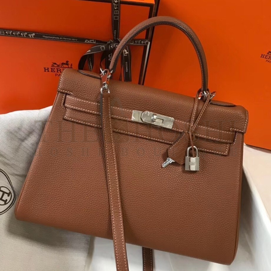 H**me5 Brown Clemence Kelly 32cm Retourne Bag Master Quality