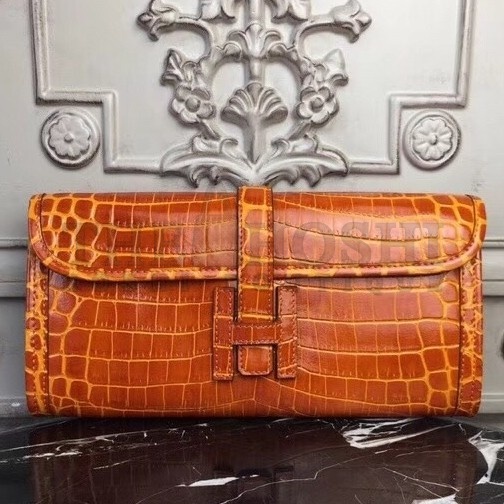 H**me5 Jige Elan 29 Clutch In Orange Crocodile Leather Master Quality
