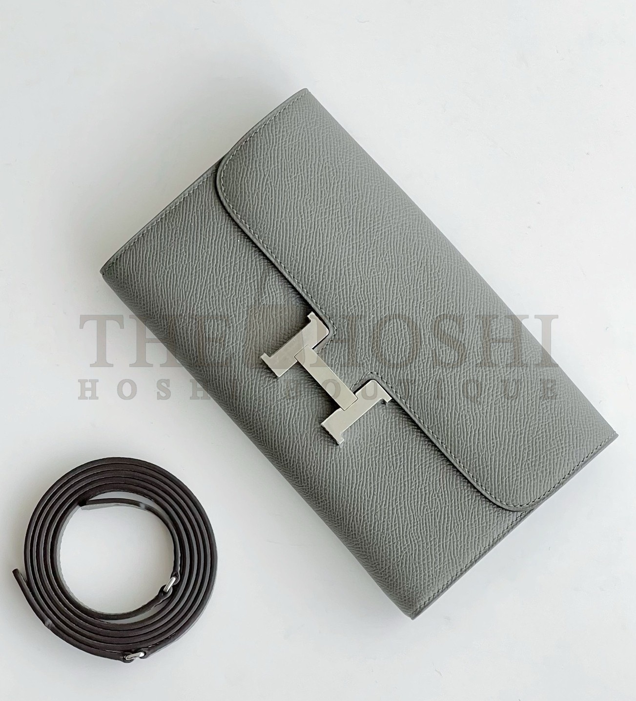 H**me5 Constance To Go Wallet in Gris Meyer Epsom Calfskin Master Quality