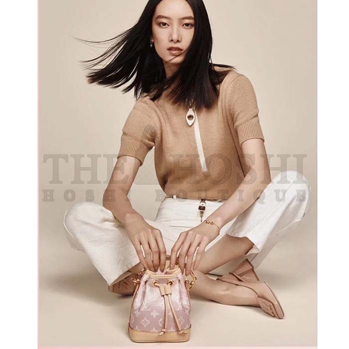 L0vis Vvtt0n LV Women Nano Noé Bucket Bag Pink Monogram Coated Canvas Cowhide Leather Master Quality