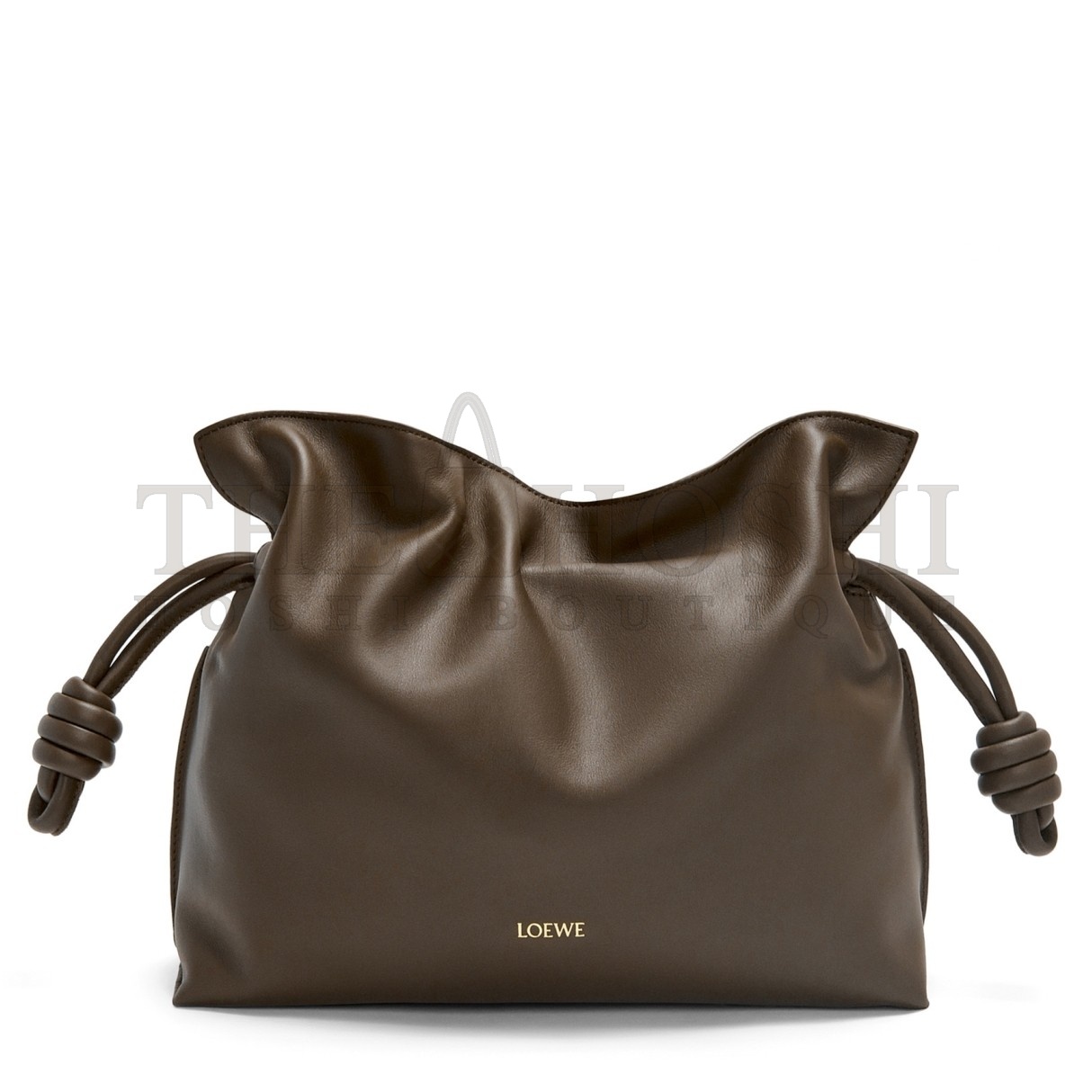 L0ew* Flamenco Clutch Bag in Chocolate Nappa Calfskin Master Quality