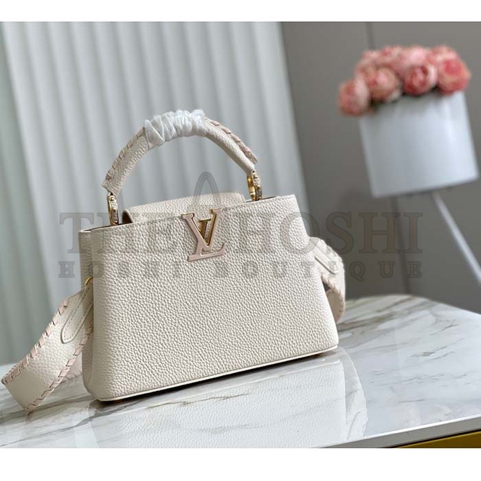L0vis Vvtt0n LV Women Capucines BB Handbag Cream Beige Pearly Pink Taurillon Leather Master Quality
